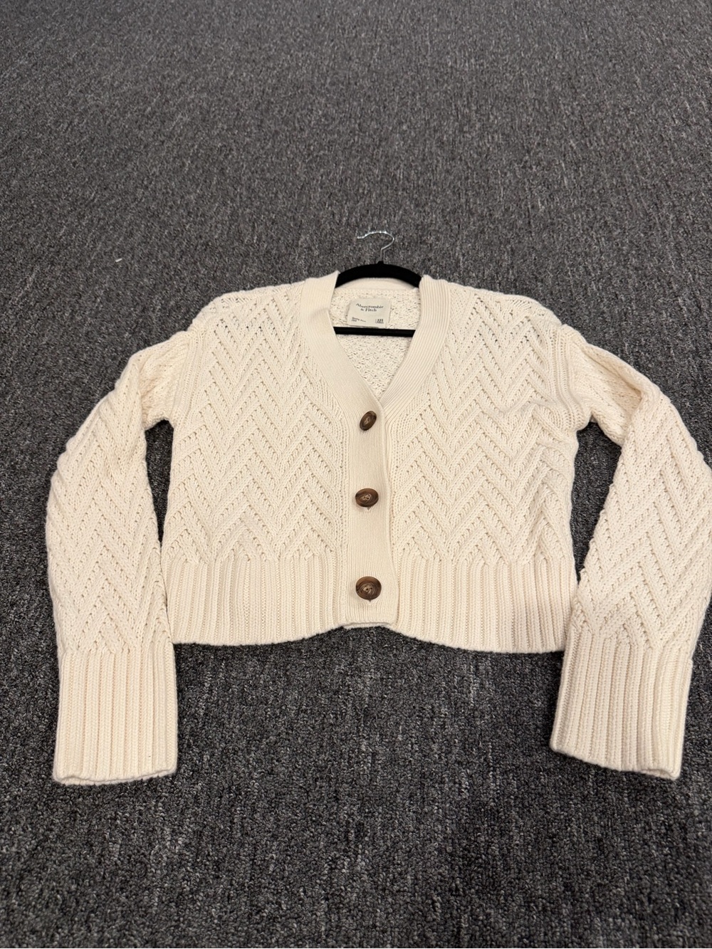 Abercrombie & Fitch Cream Open Knit Cropped Cardigan XXS NWT